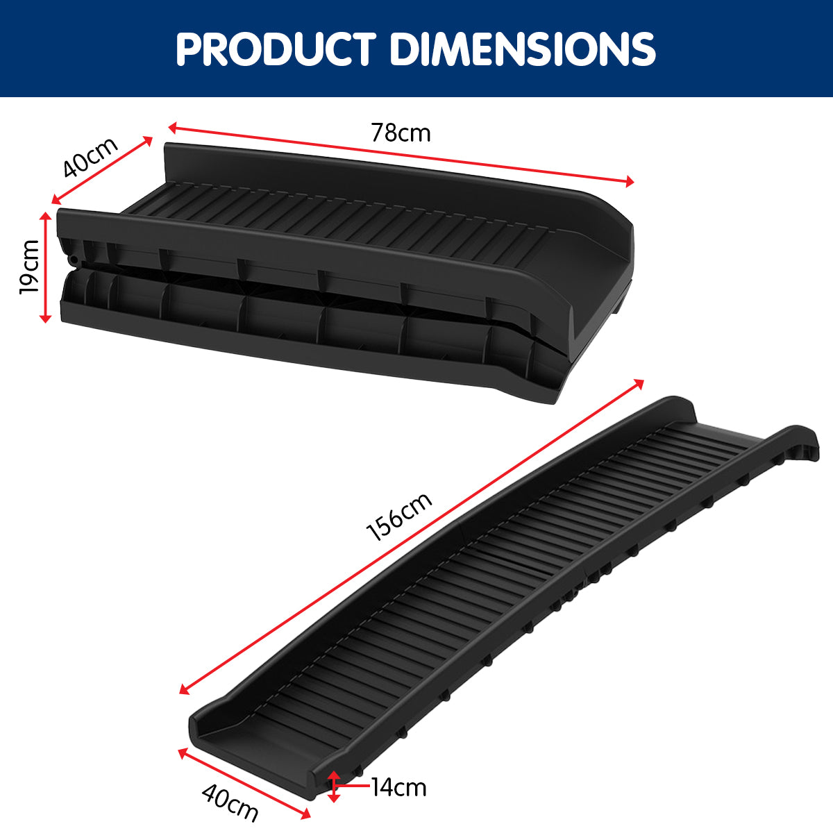 NNEDPE Foldable Car Dog Ramp Vehicle Ladder Step Stairs - Black